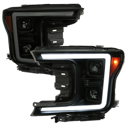 Spec-D 18-Up Ford F150 Led Projector Headlights With Sequential Turn Signal - Light Smoke Lens And Glossy Black Housing 2LHP-F15018SM-SQ-RS