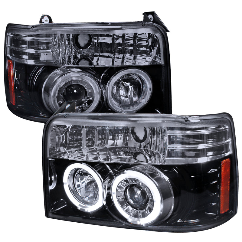 Spec-D 92-96 Ford  F150  Projector Headlight Gloss Black Housing With Smoked Lens 2LHP-F15092G-TM