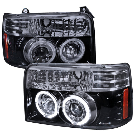 Spec-D 92-96 Ford  F150  Projector Headlight Gloss Black Housing With Smoked Lens 2LHP-F15092G-TM