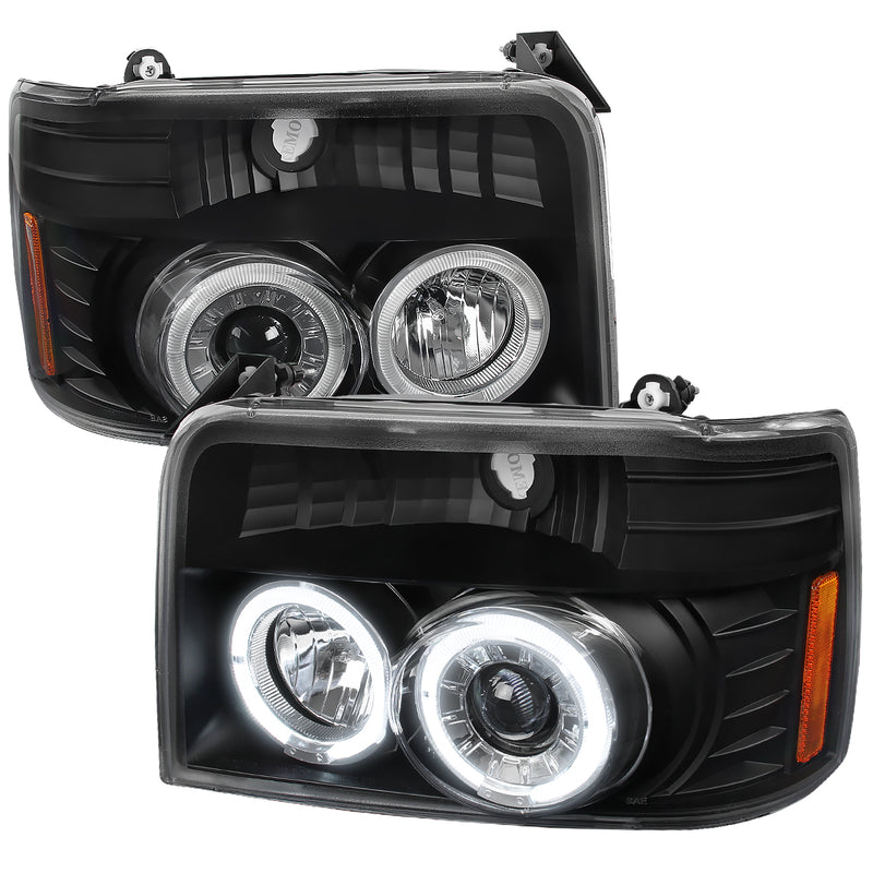 Spec-D 92-96 Ford F150 Halo Projector Headlight Black Housing 2LHP-F15092JM-V2-TM