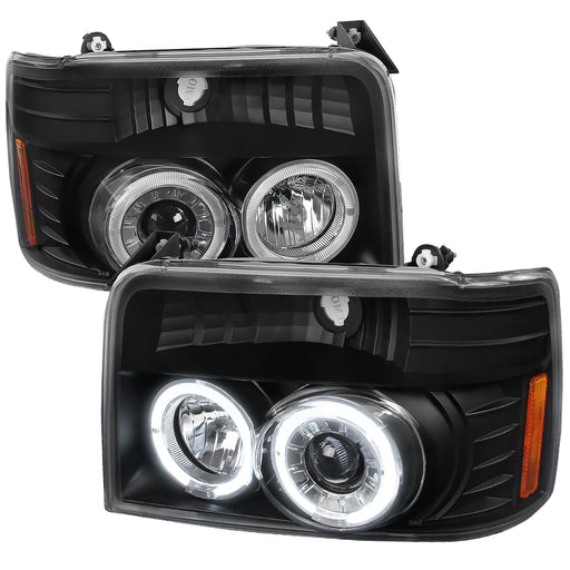 Spec-D 92-96 Ford F150 Halo Projector Headlight Black Housing 2LHP-F15092JM-V2-TM