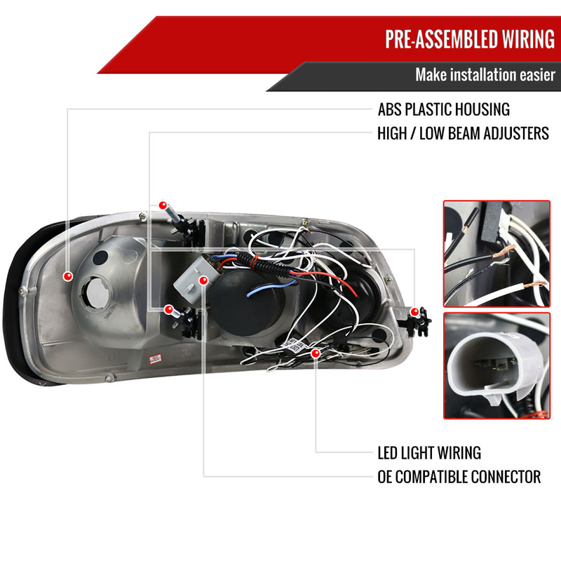 Spec-D 97-03 Ford F150 Halo Led Projector Chrome 2LHP-F15097-TM