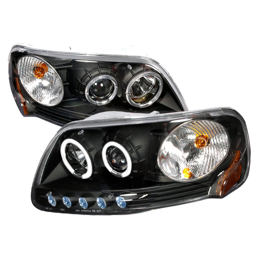 Spec-D 97-02 Ford Expedition Halo Projector Headlights Black 2LHP-F150971PCJM-KS