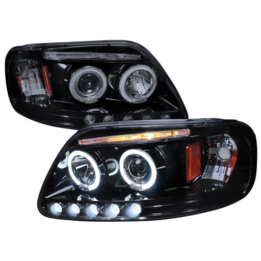 Spec-D 97-03 Ford  F150  Halo Projector Headlight Gloss Black Housing Smoke Lens 2LHP-F15097G-TM