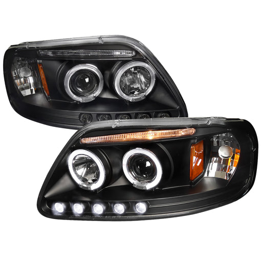 Spec-D 97-02 Ford F150 Halo Led Projector Black 2LHP-F15097JM-TM