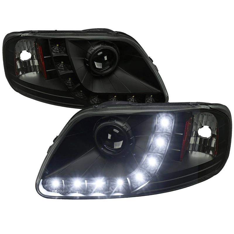 Spec-D 97-03 Ford F150 Projector Headlights- Smoke With Black Housing 2LHP-F15097SM-RS