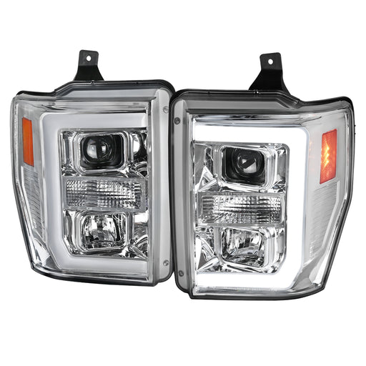 Spec-D 08-10 Ford F250 F350 F450 Projector Headlights- Chrome Housing With Clear Lens 2LHP-F25008-RS