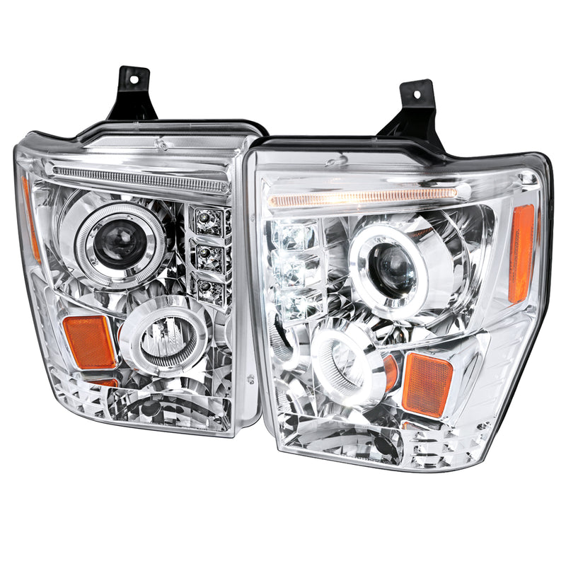 Spec-D 08-10 Ford F250 Halo Led Projector Chrome Housing 2LHP-F25008-TM