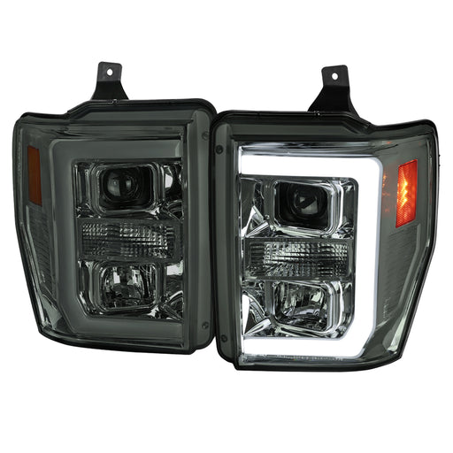 Spec-D 08-10 Ford  F250 F350 F450 Projector Headlights- Chrome Housing With Smoked  Lens 2LHP-F25008G-RS