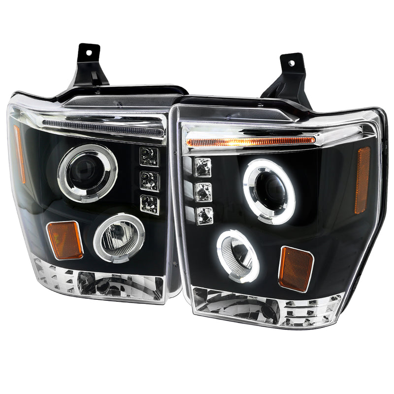 Spec-D 08-10 Ford F250 Halo Led Projector Black 2LHP-F25008JM-TM