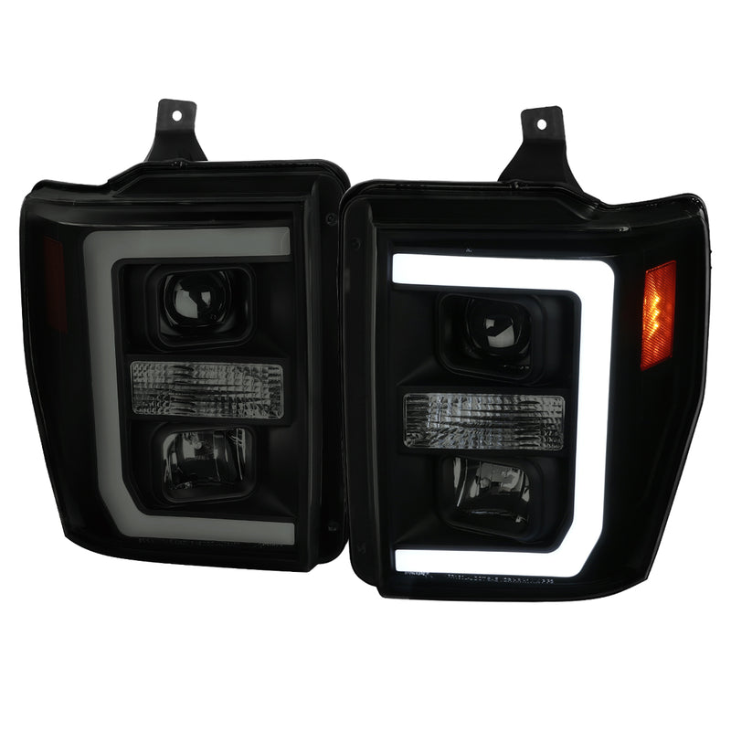 Spec-D 08-10 Ford F250 F350 F450 Projector Headlights- Black Housing With Smoked  Lens 2LHP-F25008SM-RS