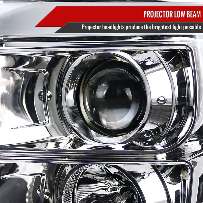 Spec-D 17-19 Ford F250 Projector Head Lights With Led Bar - Glossy Black Housing And Clear Lens 2LHP-F25011-TM