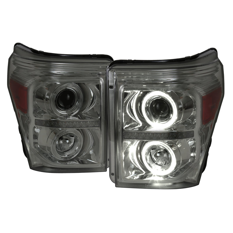 Spec-D 11-16 Ford  F250 Projector Headlights- Smoke 2LHP-F25011G-RS