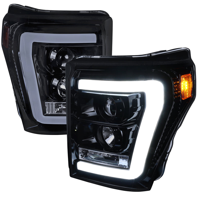 Spec-D 11-16 Ford  F250 Projector Headlights- Glossy Black Housing Also Fit F350 F450 F550 Super Duty Model 2LHP-F25011G-TM