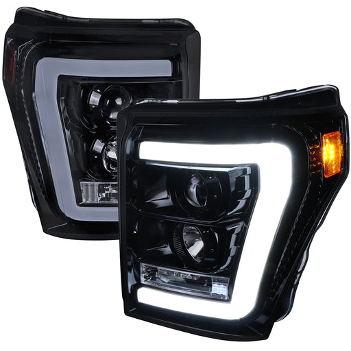 Spec-D 11-16 Ford  F250 Projector Headlights- Glossy Black Housing Also Fit F350 F450 F550 Super Duty Model 2LHP-F25011G-TM