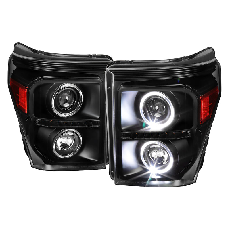 Spec-D 11-16 Ford  F250 Projector Headlights- Black 2LHP-F25011JM-RS
