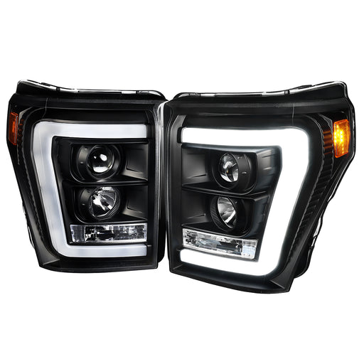 Spec-D 11-16 Ford  F250 Projector Headlights- Black Also Fit F350 F450 F550 Super Duty Model 2LHP-F25011JM-TM