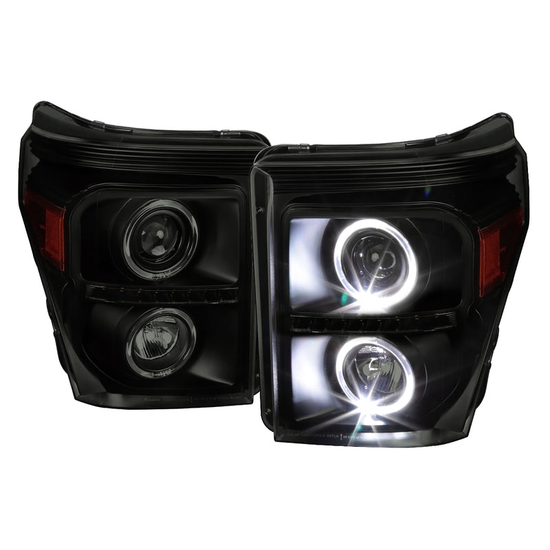 Spec-D 11-16 Ford F250 Projector Headlights- Smoke With Black Housing 2LHP-F25011SM-RS