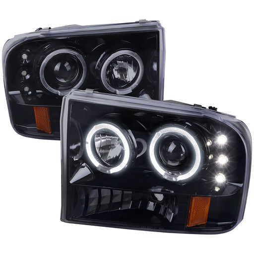 Spec-D 99-04 Ford  F250 Halo Projector Headlight Gloss Black Housing Smoke Lens 2LHP-F25099G-TM