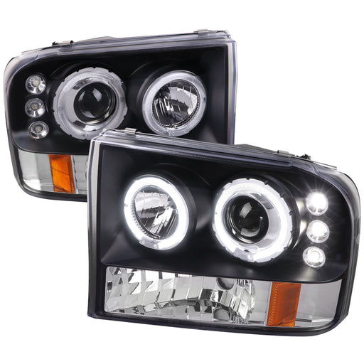 Spec-D 99-04 Ford F250 Halo Led Projector Black 2LHP-F25099JM-TM