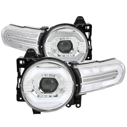Spec-D 07-14 Toyota Fj Cruiser Projector Headlights Chrome Housing Clear Lens Led Turn Signal Lamp Amber Reflector Led Sequential Signal Breathing Light Effect 2LHP-FJ07-SQ-RS