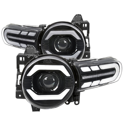 Spec-D 07-14 Toyota Fj Cruiser Projector Headlights Matte Black Housing Clear Lens Led Turn Signal Lamp Amber Reflector Led Sequential Signal Breathing Light Effect 2LHP-FJ07JM-SQ-RS