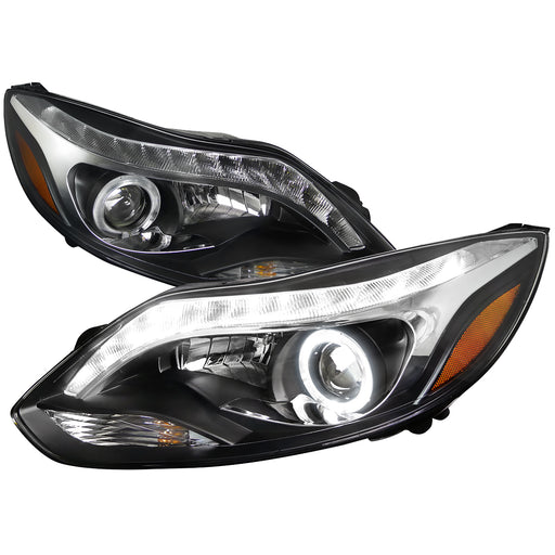 Spec-D 12-14 Ford Focus R8 Projector Headlights Black 2LHP-FOC12JM-8-RS
