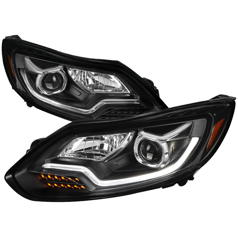 Spec-D 12-14 Ford Focus Projector Headlights Black Housing Clear Lens 2LHP-FOC12JM-SQ-OZ