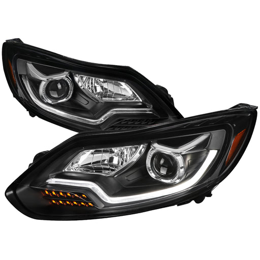 Spec-D 12-14 Ford Focus Projector Headlights Black Housing Clear Lens 2LHP-FOC12JM-SQ-OZ