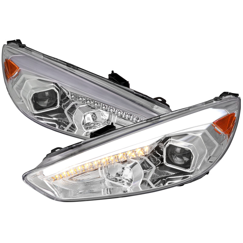 Spec-D 15-17 Ford Focus Projector Headlights With Chrome Housing Clear Lens And Amber Reflector With Sequential Turn Signal 2LHP-FOC15-SQ-TM