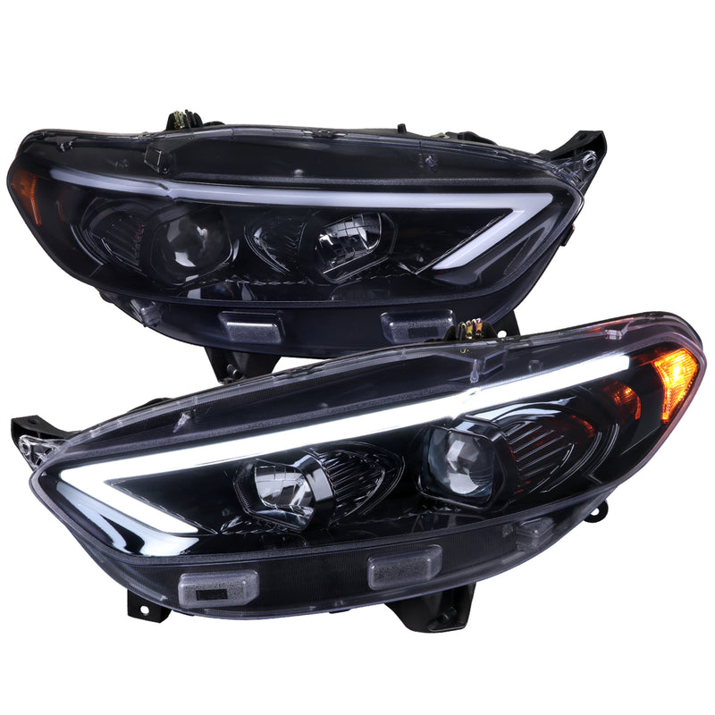 Spec-D 13-16 Ford Fusion Led Bar Projector Headlights Glossy Black Housing Smoke Lens - Halogen Models Only - Sequential Switchback Turn Signal 2LHP-FUS13G-SQ-TM