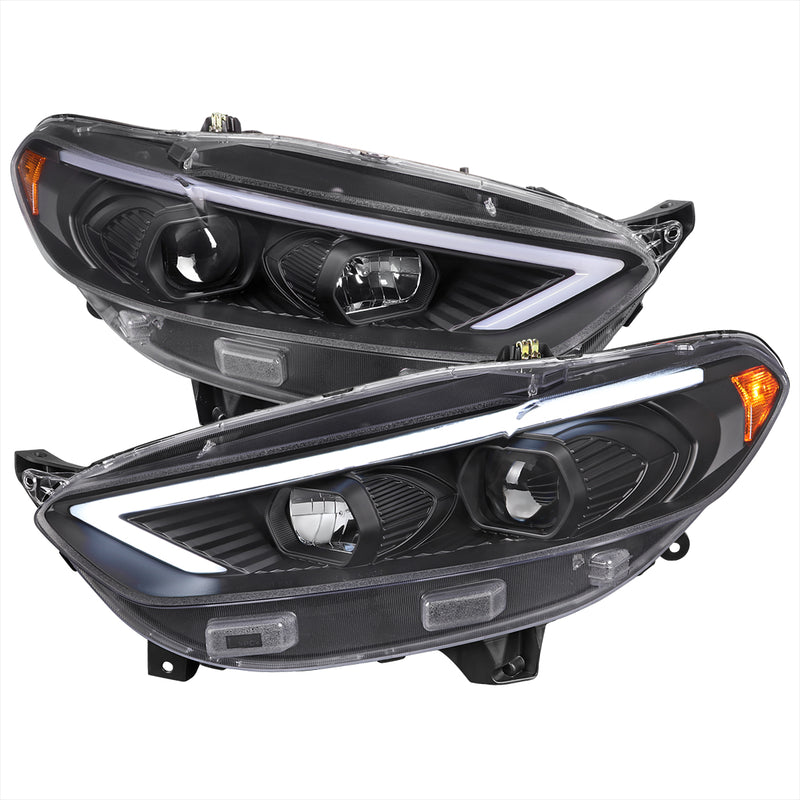 Spec-D 13-16 Ford Fusion Led Bar Projector Headlights Matte Black Housing Clear Lens - Halogen Models Only - Sequential Switchback Turn Signal 2LHP-FUS13JM-SQ-TM