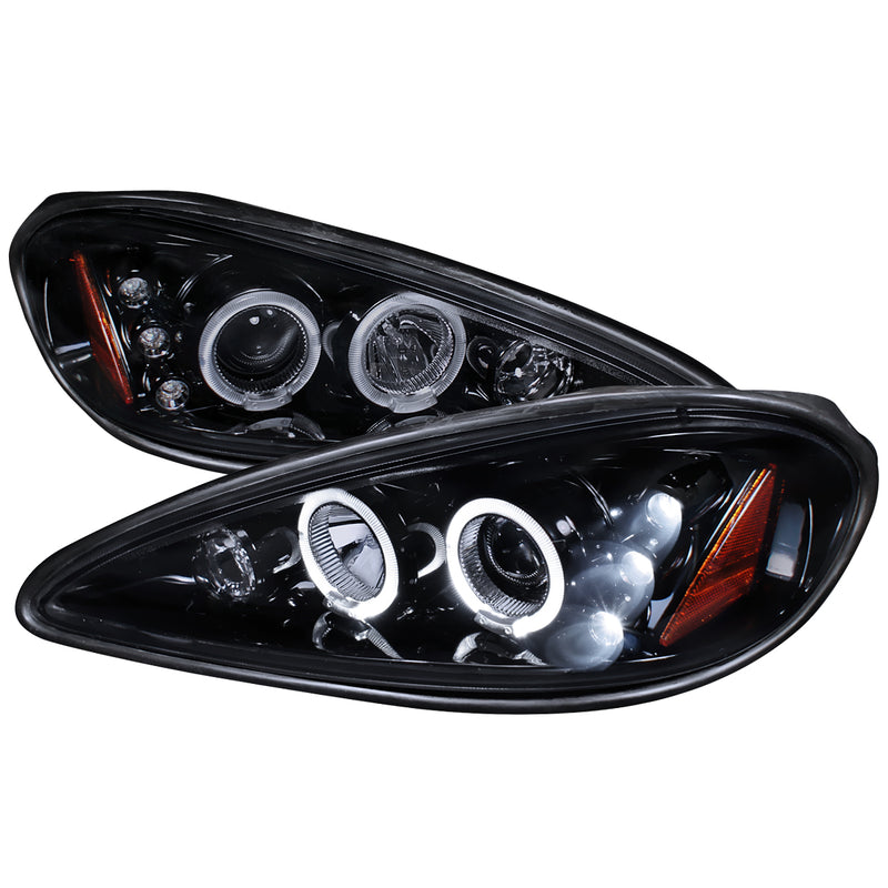 Spec-D 99-05 Pontiac Grand Am Halo Led Projector Gloss Black Housing With Smoked Lens 2LHP-GAM99G-TM