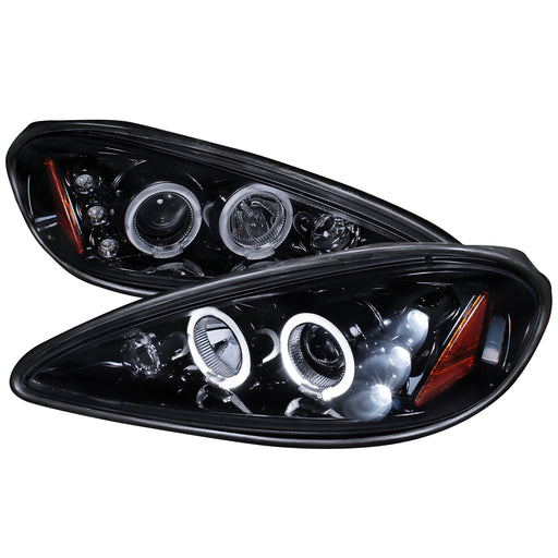 Spec-D 99-05 Pontiac Grand Am Halo Led Projector Gloss Black Housing With Smoked Lens 2LHP-GAM99G-TM
