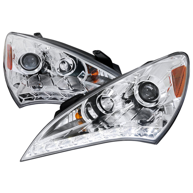 Spec-D 10-12 Hyundai Genesis  Led Projector Headlight Chrome Housing  2LHP-GENS210-TM