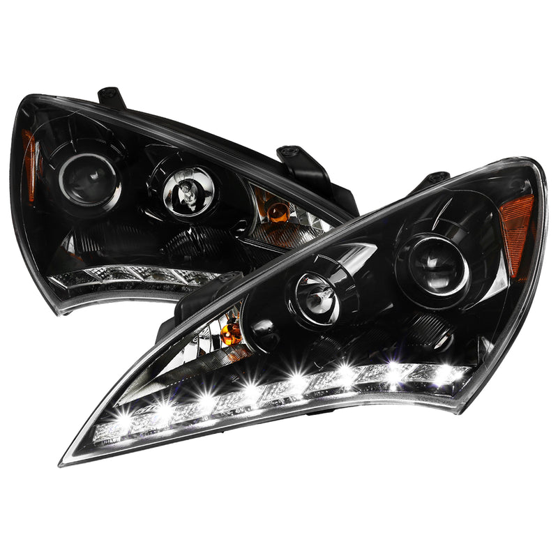Spec-D 10-12 Hyundai Gensis 2D Projector Headlights-Glossy Black  2LHP-GENS210BK-V2-TM