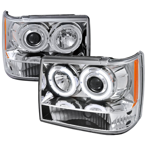 Spec-D 93-96 Jeep Grand Cherokee Halo Led Projector Chrome 2LHP-GKEE93-TM