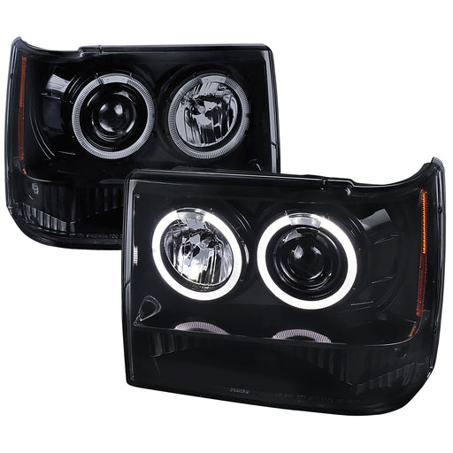 Spec-D 93-96 Jeep  Gran Cherokee  Halo Projector Headlight Gloss Black Housing Smoke Lens  2LHP-GKEE93G-TM