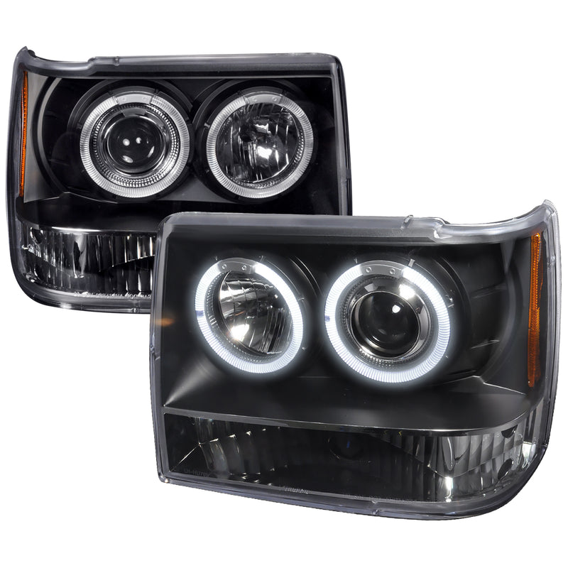 Spec-D 93-96 Jeep Grand Cherokee Halo Led Projector Black 2LHP-GKEE93JM-TM