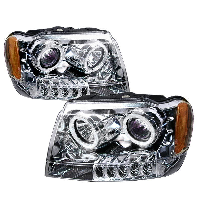 Spec-D 99-04 Jeep Grand Cherokee Halo Projector Headlights Chrome 2LHP-GKEE99-KS