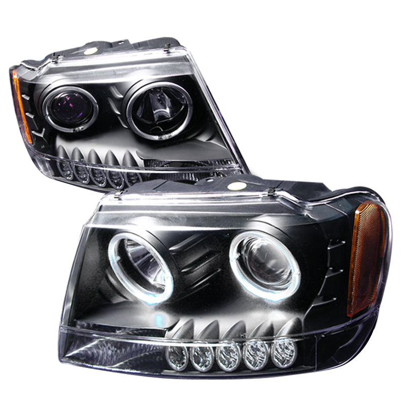 Spec-D 99-04 Jeep Grand Cherokee Halo Projector Headlights Black 2LHP-GKEE99JM-KS