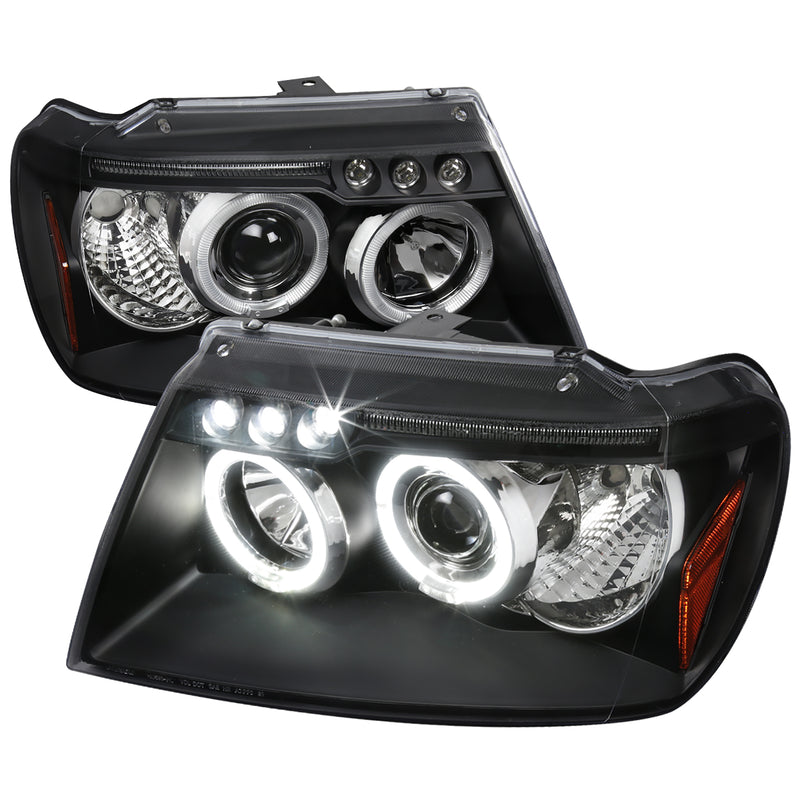 Spec-D 99-04 Jeep Grand Cherokee Halo Led Projector Black 2LHP-GKEE99JM-TM