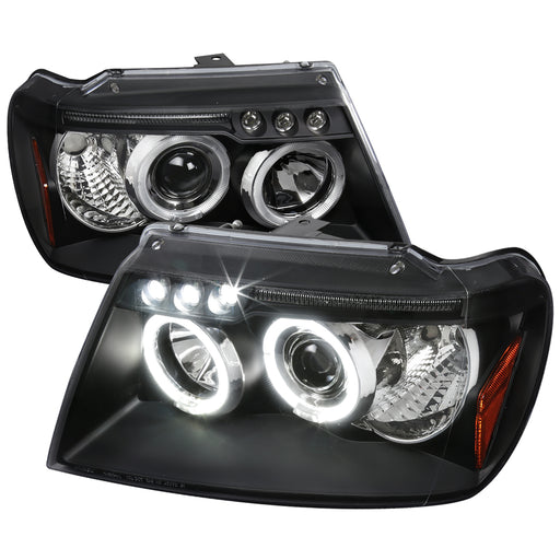 Spec-D 99-04 Jeep Grand Cherokee Halo Led Projector Black 2LHP-GKEE99JM-TM