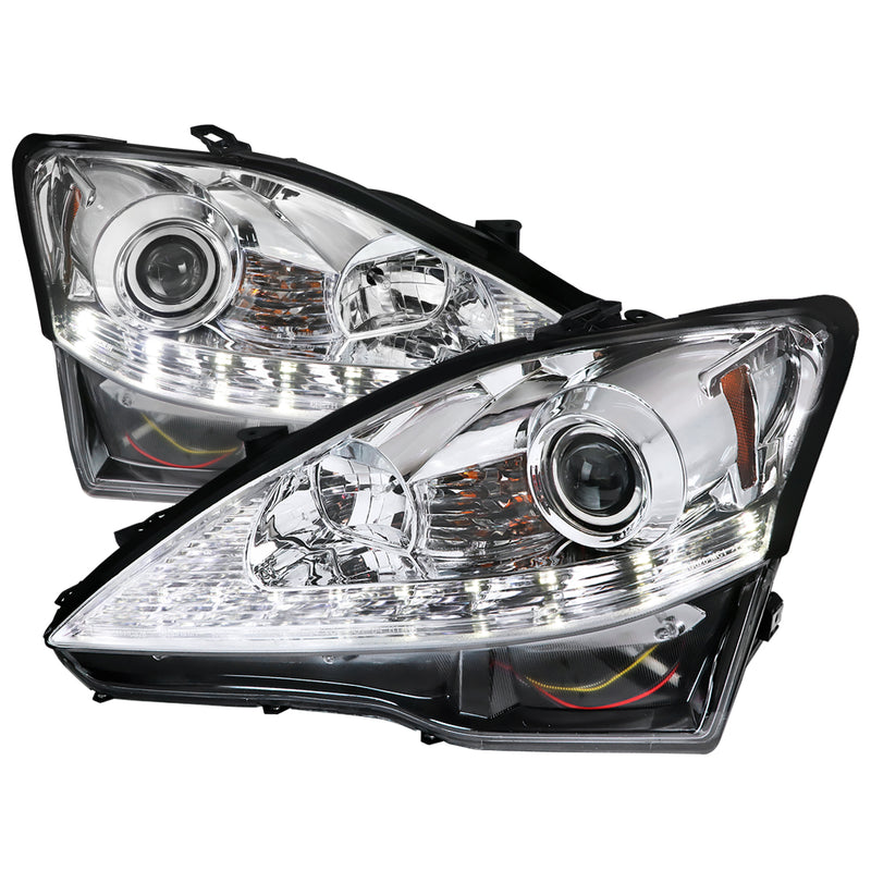 Spec-D 06-09 Lexus Is250 Projector Headlights- Led Chrome  Housing With Clear Lens 2LHP-IS25006-SQ-TM