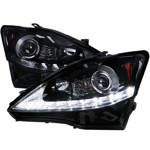 Spec-D 06-09 Lexus Is250 Projector Headlights- Led Glossy Black Housing With Light Smoke Lens 2LHP-IS25006G-SQ-TM