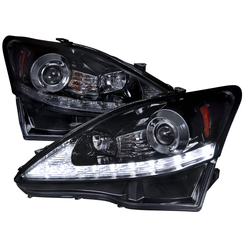 Spec-D 06-09 Lexus Is250 Led Projector Headlight Gloss Black Housing Smoke Lens 2LHP-IS25006G-TM