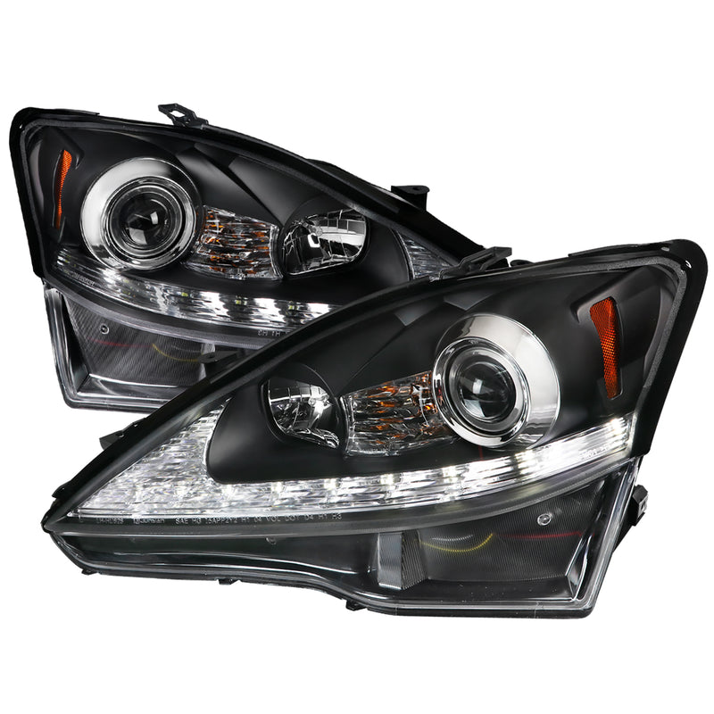 Spec-D 06-09 Lexus Is250 Projector Headlights- Led Black Housing With Clear Lens 2LHP-IS25006JM-SQ-TM