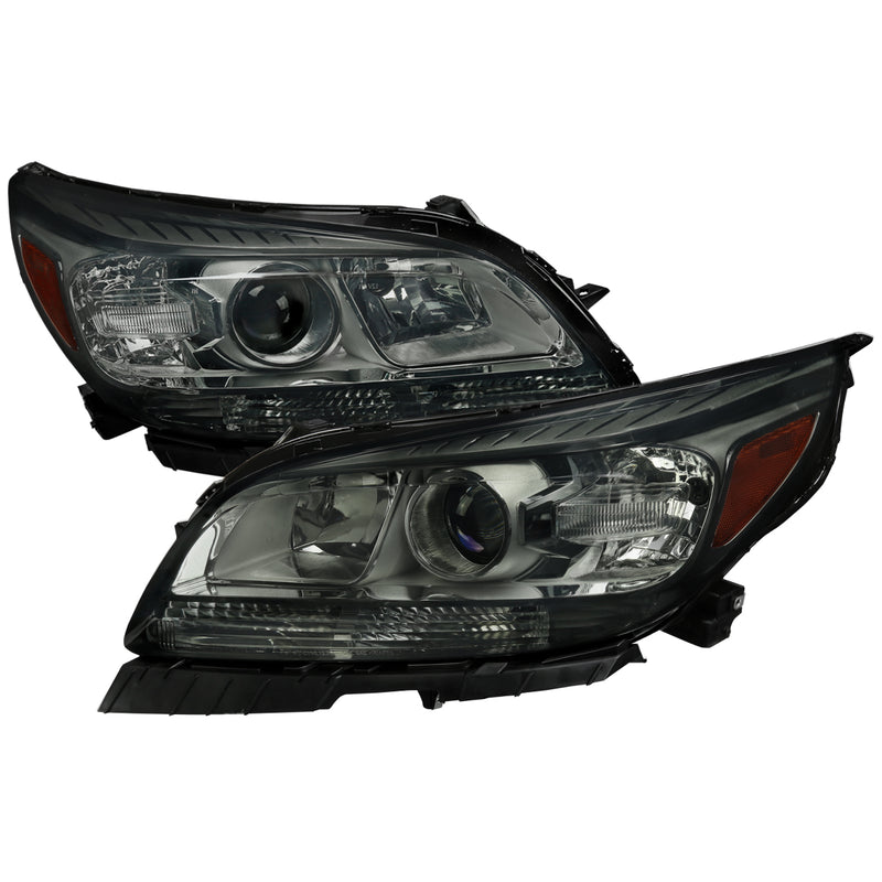 Spec-D 13-15 Chevrolet Malibu Projector Headlight - Chrome Housing - Smoke Lens With Amber Reflectors 2LHP-MBU13G-GO