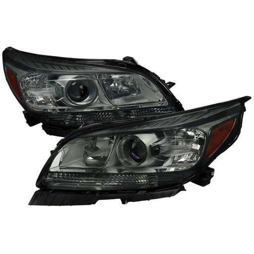 Spec-D 13-15 Chevrolet Malibu Projector Headlight - Chrome Housing - Smoke Lens With Amber Reflectors 2LHP-MBU13G-GO