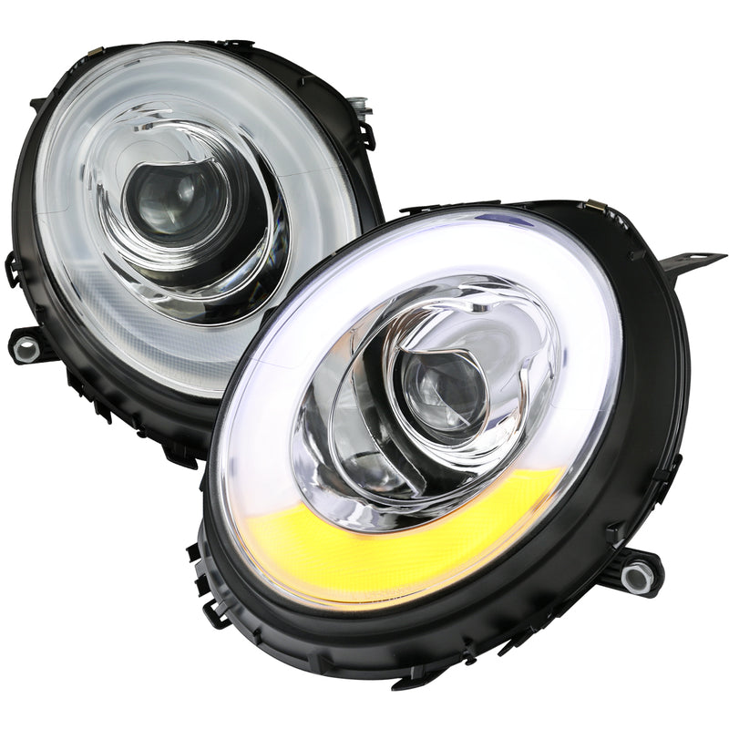 Spec-D 07-12 Mini  Cooper  Chrome Projector Headlights With Light Bar 2LHP-MINI06-V2-TM